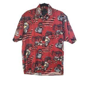 North River Men's Size Medium Multicolor Short Sleeve Button Down 100% Cotton Mo